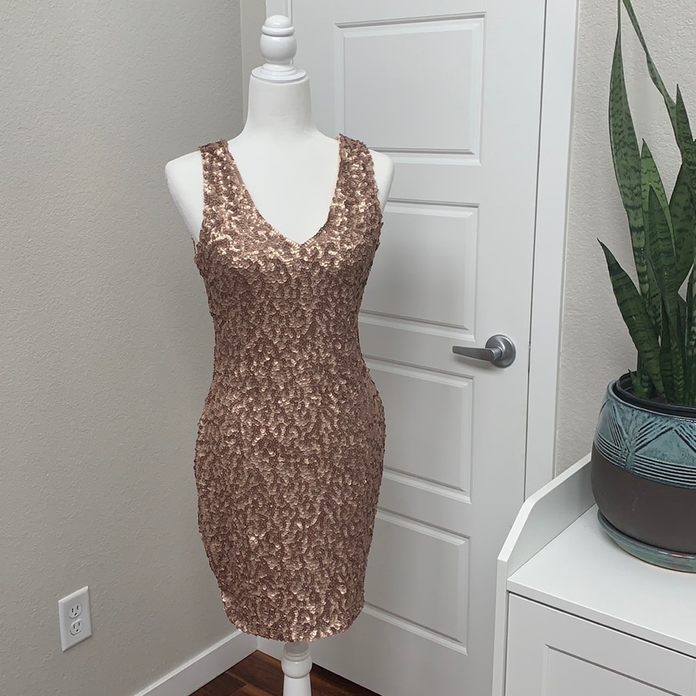 rose gold sequin dress